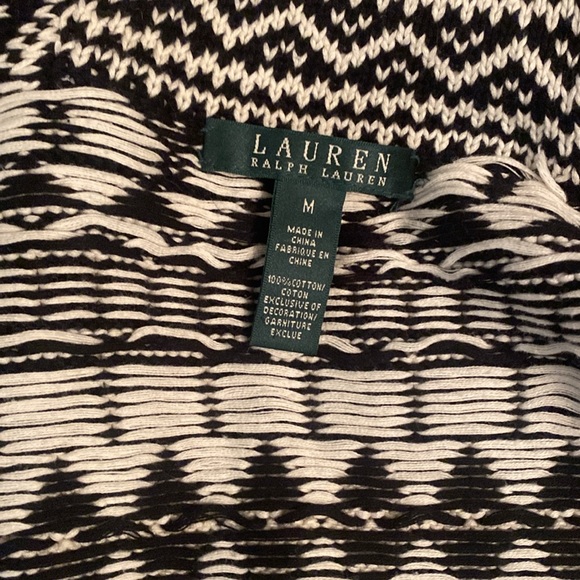 Ralph Lauren Black White Aztec Tribal Knit Sweater Wrap Open Vest RARE - Picture 7 of 8